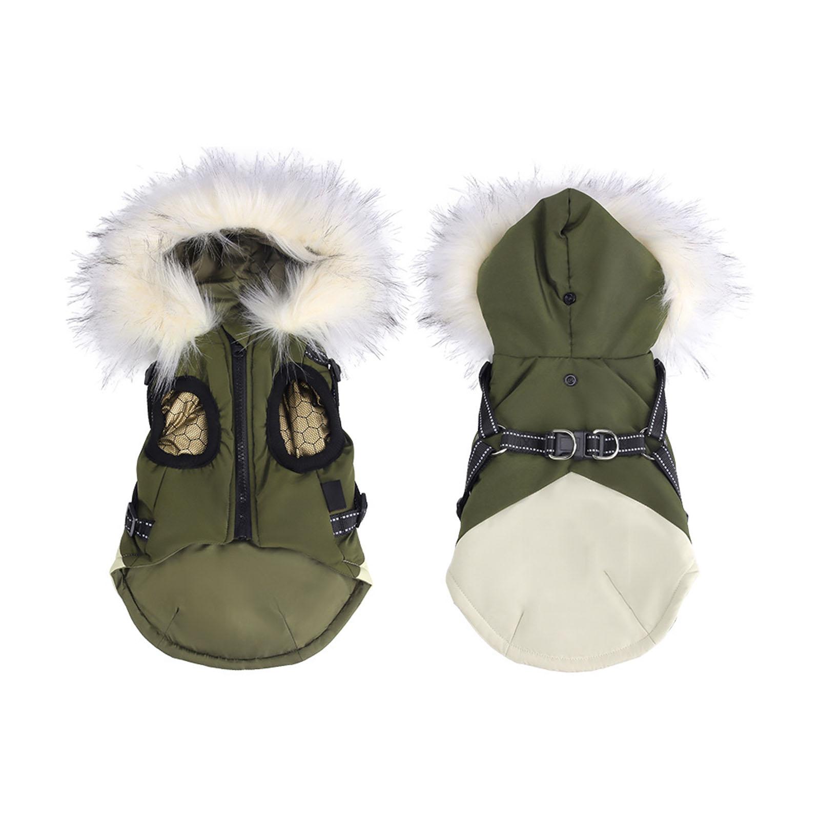 

Windproof Dog Jacket with Hood and Collar Down Cotton Coat for Winter Keeping Warm during Walks L