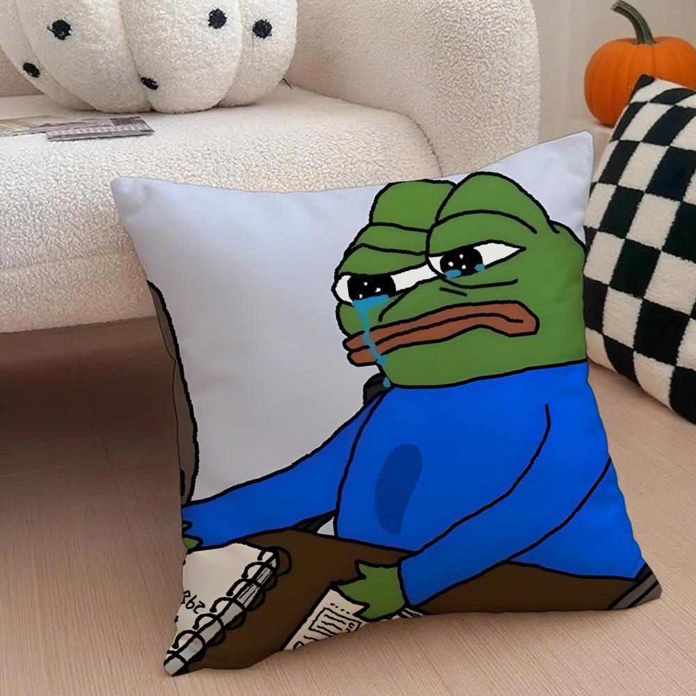 

Laid back Expressive funny PPepe the Frogs Cushion Cover Throw Pillow Cover Hidden Button Durable Polyester Chair Cushion 40X40cm