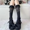 Ballet style socks cream lace girl bow short tube socks ribbon gentle sweet cute JK calf socks