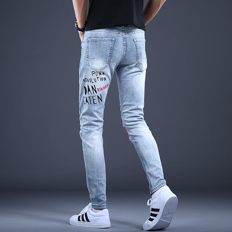 Herre Trendy Slim Fit Jeans: Skinny bukser i koreansk stil for vår og høst