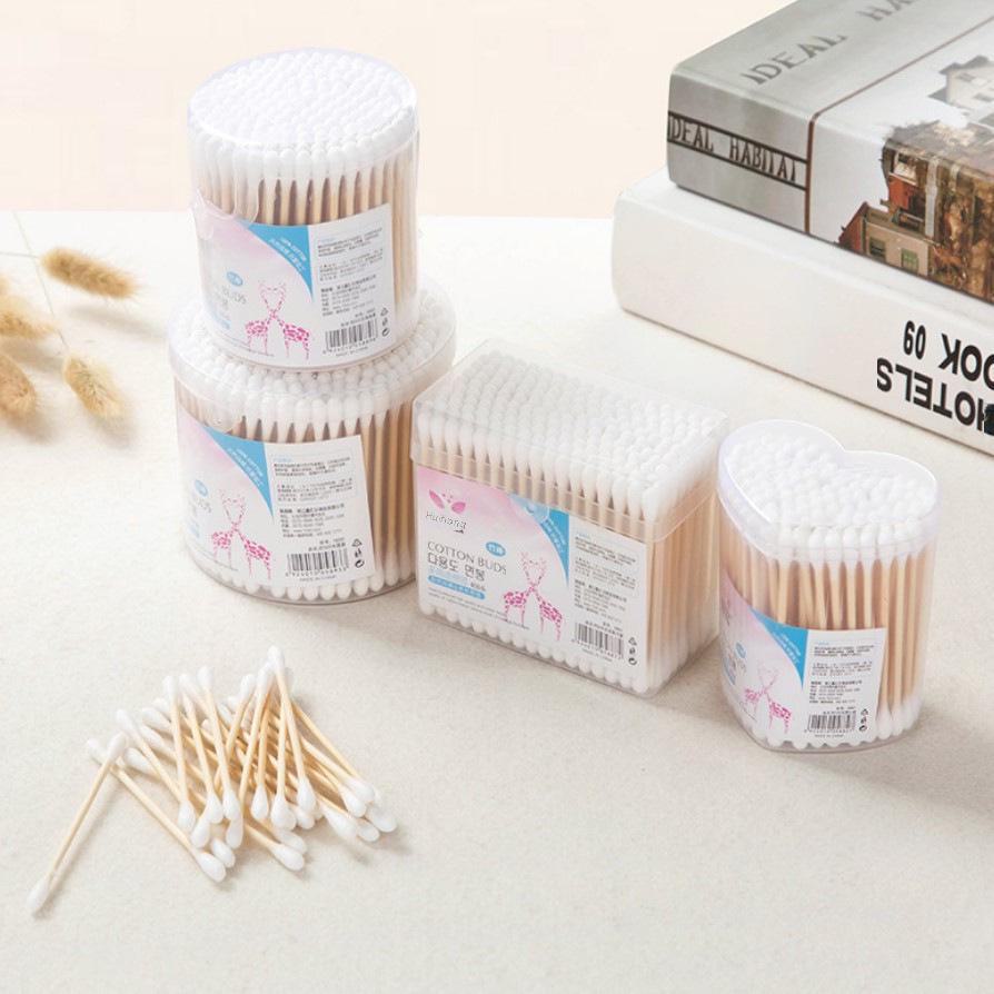 Multi-Color Double-Headed Spiral Cotton Swab Pack for Makeup Removal