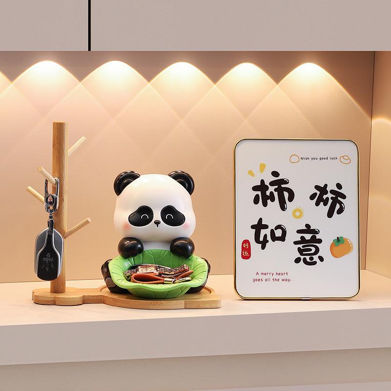 High-End Nische Panda Zuhause Schlüssel Veranda Aufbewahrung Harz Ornamente für Zuhause Wohnzimmer Büro Schreibtisch Dekorationen