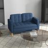 Modern Loveseat Sofa, Compact 2 Seater Sofa with Hidden Storage, 117cm Tufted Cotton Couch with Wood Legs, Blue