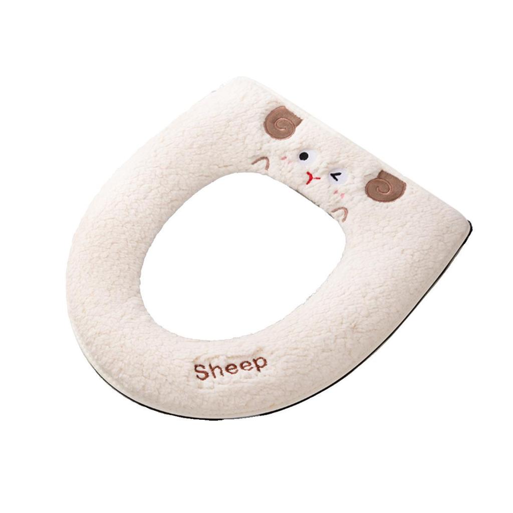 Lammwolle Schaf Reißverschluss Wasserdicht Cartoon Toilettensitzkissen Set