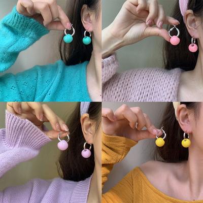 Silbernadel Acryl Runde Ohrringe Sommer Koreanische Dopamin Einfache Ohrringe Mode Temperament Vielseitige Ohrringe