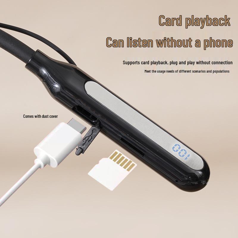 Neck-Hanging Sports Bluetooth Headset with Large Battery and Digital Display for Super Long Wireless Use