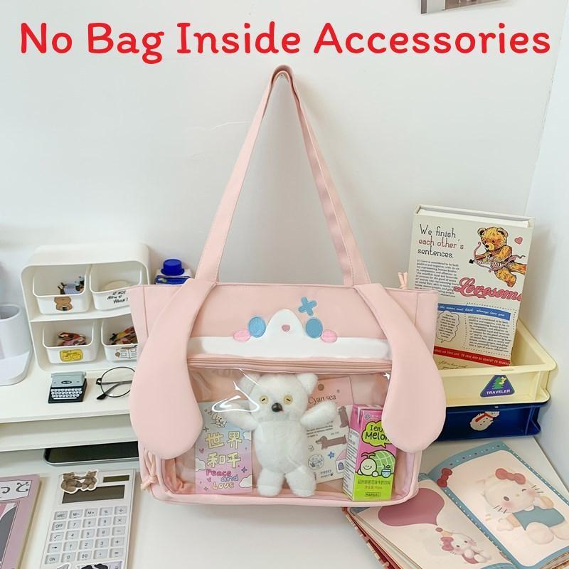 Bunny Plush Soft Cat Snack Tote Cartoon Shoulder Bag With Design Transparent