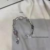 Vintage White Gold Double G Interlocking Bracelet - Women’s Fashionable Cuban Chain Bangle