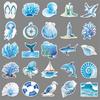 50PCS Blue Ocean Graffiti Stickers: Cross-Border Cartoon Watercolor Style Decorations for Water Bottles & Phones