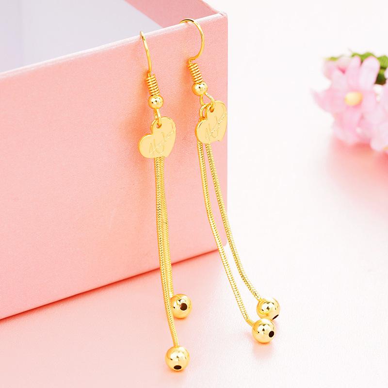 Cercei imitație aur nisipiu de înaltă calitate: Design cu ciucuri de lungă durată pentru femei, Accesorii din cupru transfrontaliere