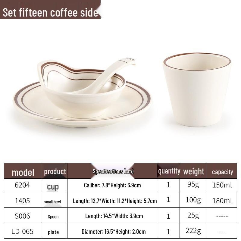 Melamine Four-Piece Table Set: Imitation Porcelain Plastic Bowls & Plates for Restaurants and Hotels