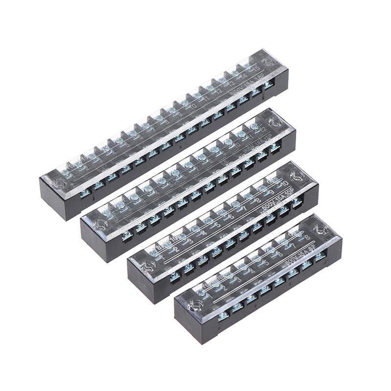 1Pcs Dual Row Barrier Screw Terminal Block Wire Connector 15A 600V For Tb Series 3 4 5 6 8 10 12 15 Positions Ways