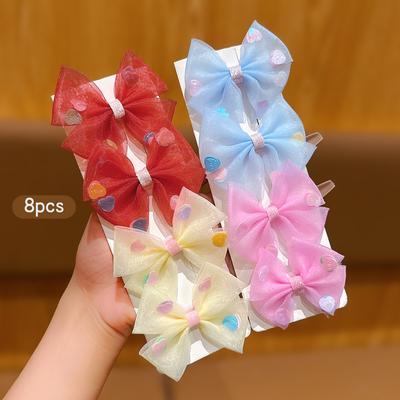 8 Colorful Bow Hair Clips Suitable for Daily Hair Accessories