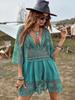 Stylish V-Neck Lace Embroidered Bikini Cover-up with Sun Protection