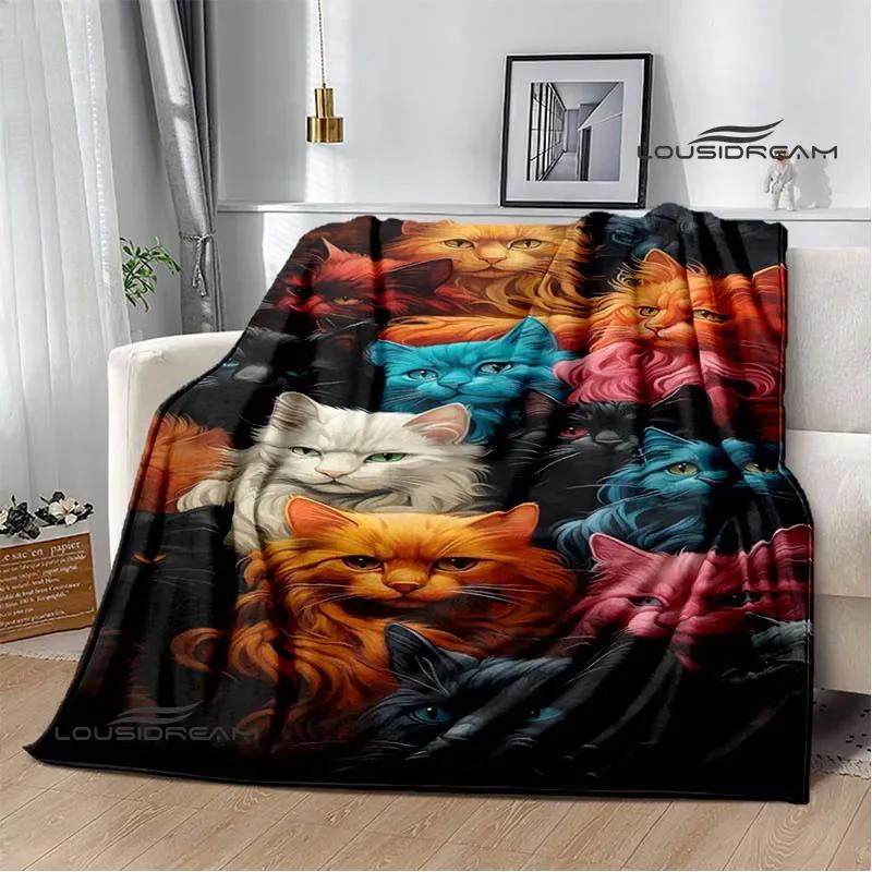 3D Cute Cat Printed Blanket Flannel Warm Blankets Soft and Comfortable Blanket Bed Linings Cubre Cama Birthday Gift