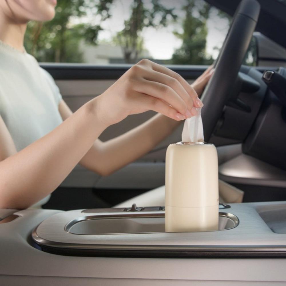 Refillable Car Tissues Cylinder Cup Holder Compact Tissues Box Round Tube Tissue Container  Office