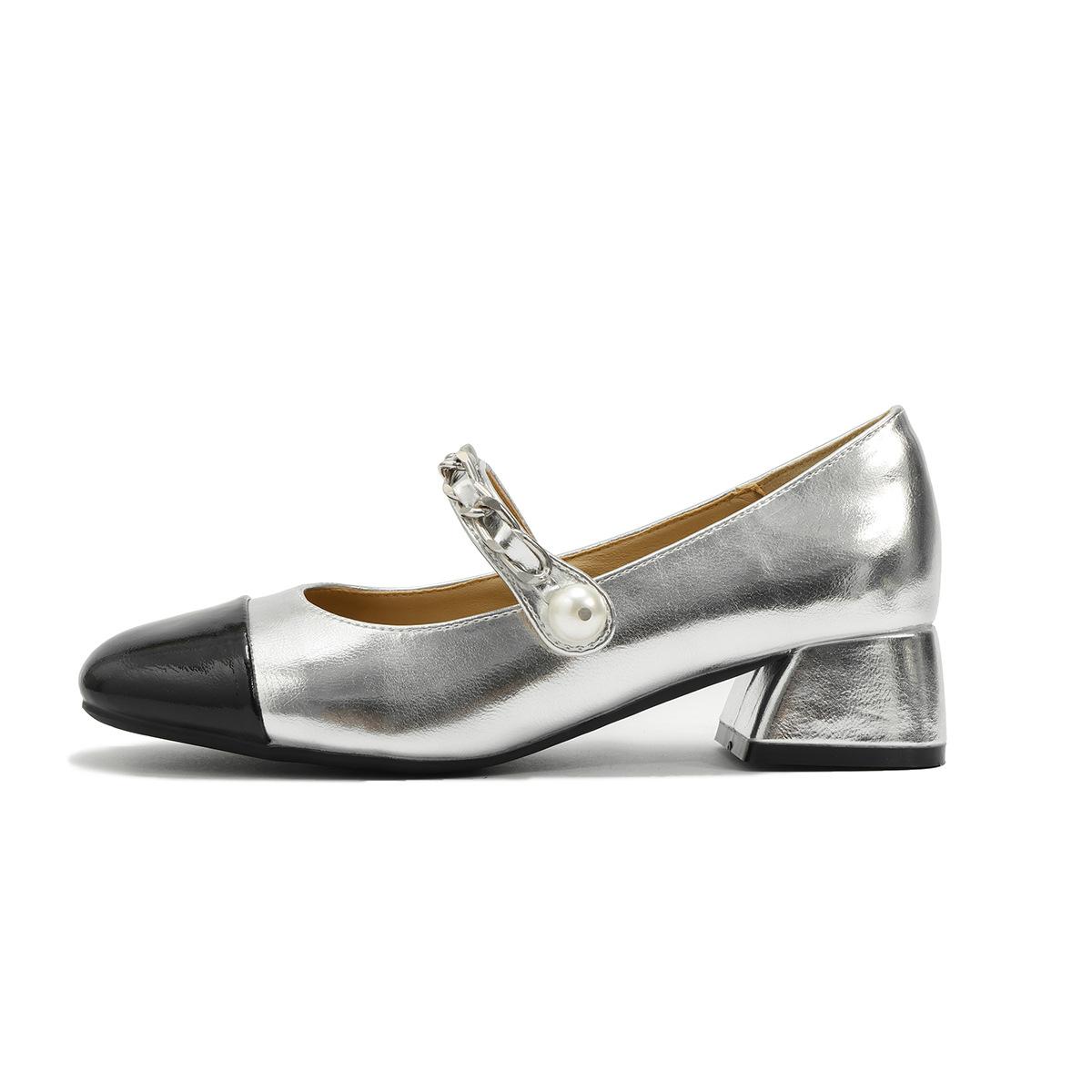 

Кожаные туфли-лодочки Мэри Джейн женские на толстом каблуке с открытым вырезом женские туфли маленький ароматный темперамент универсальная цветовая гамма ремешок с одной пряжкой 35