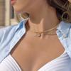 Gold Plated Pendant Necklace Stainless Steel Neck Collar Retro Neck Chain  Fashion Jewelry