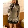 Womens Ballet Style Semi-High Neck Long Sleeve Top Fitted Thickened De Base Layer Winter