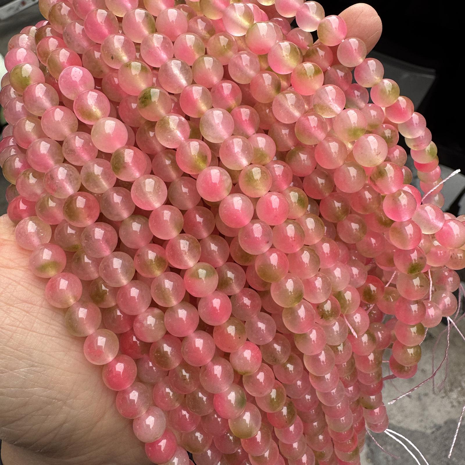 Peach Ice Chalcedony & Pink Quartzite Jade Beads for DIY Bracelets