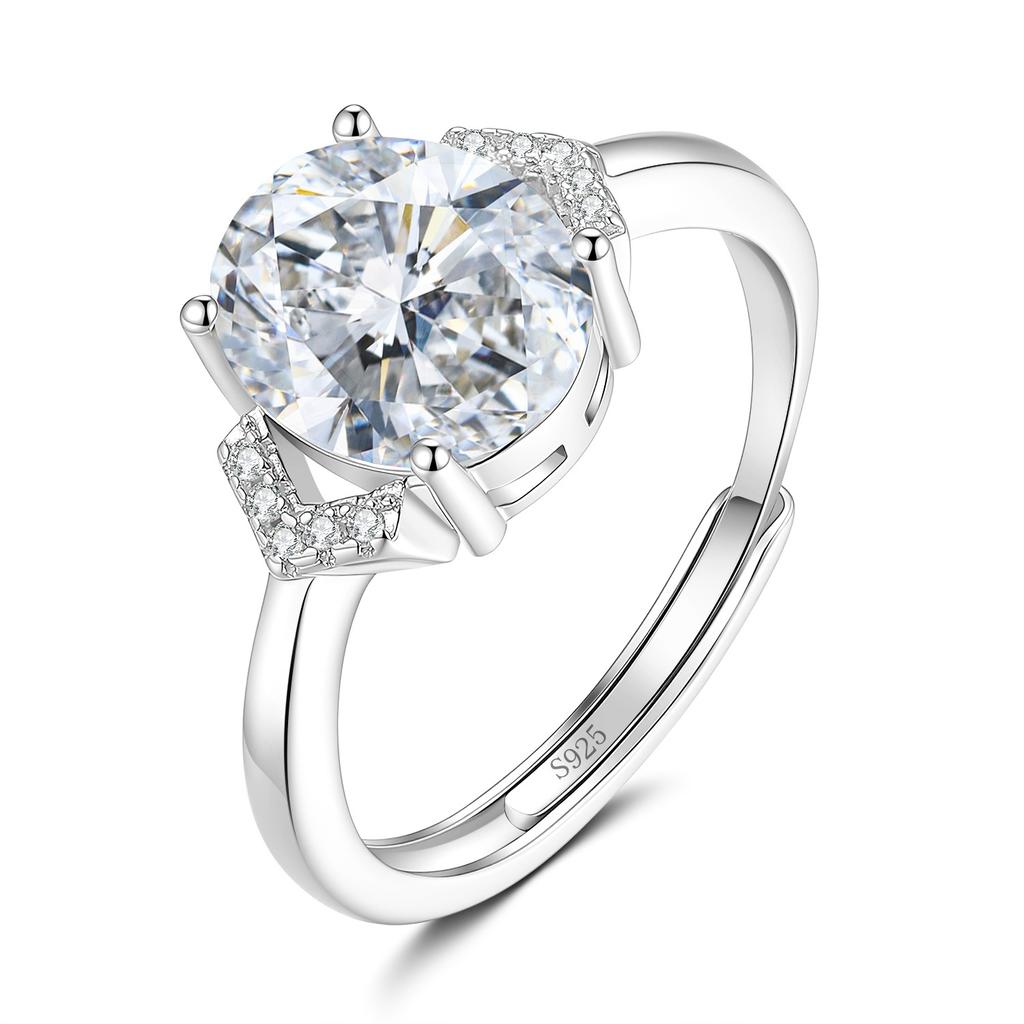 Oval Cut D Color Moissanite Ring S925 Sterling Silver Women Bridal Engagement Wedding Gift