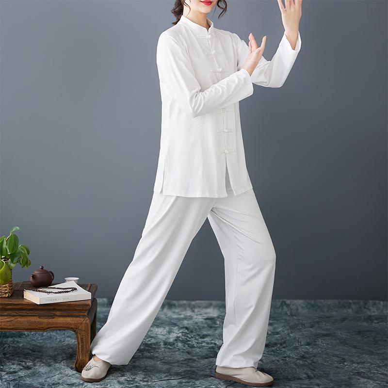 

Высокоэластичный костюм для тайцзи и кунг-фу: Дзен Чай, Утренняя Зарядка, Комплект-двойка Весна/Осень XL белый