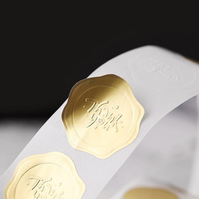 150 Pcs Roll Creative Gold 3D Imitation Wax Seal Diy Thank You Stickers Diary Album Stick Envelope Label Decoration Sticker Gfit