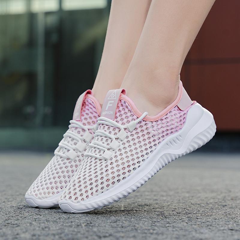 

Женские повседневные белые прогулочные туфли летние черные легкие туфли для девочек большого размера EU: 35 розовый