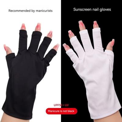Half-finger Sunscreen Gloves Anti -UV UV-protective Gloves Durable Nail Painting Gloves  Nail Tools