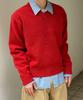 BASEMOMENT Cashmere-Like V-Neck Crop Knit Heathered Red