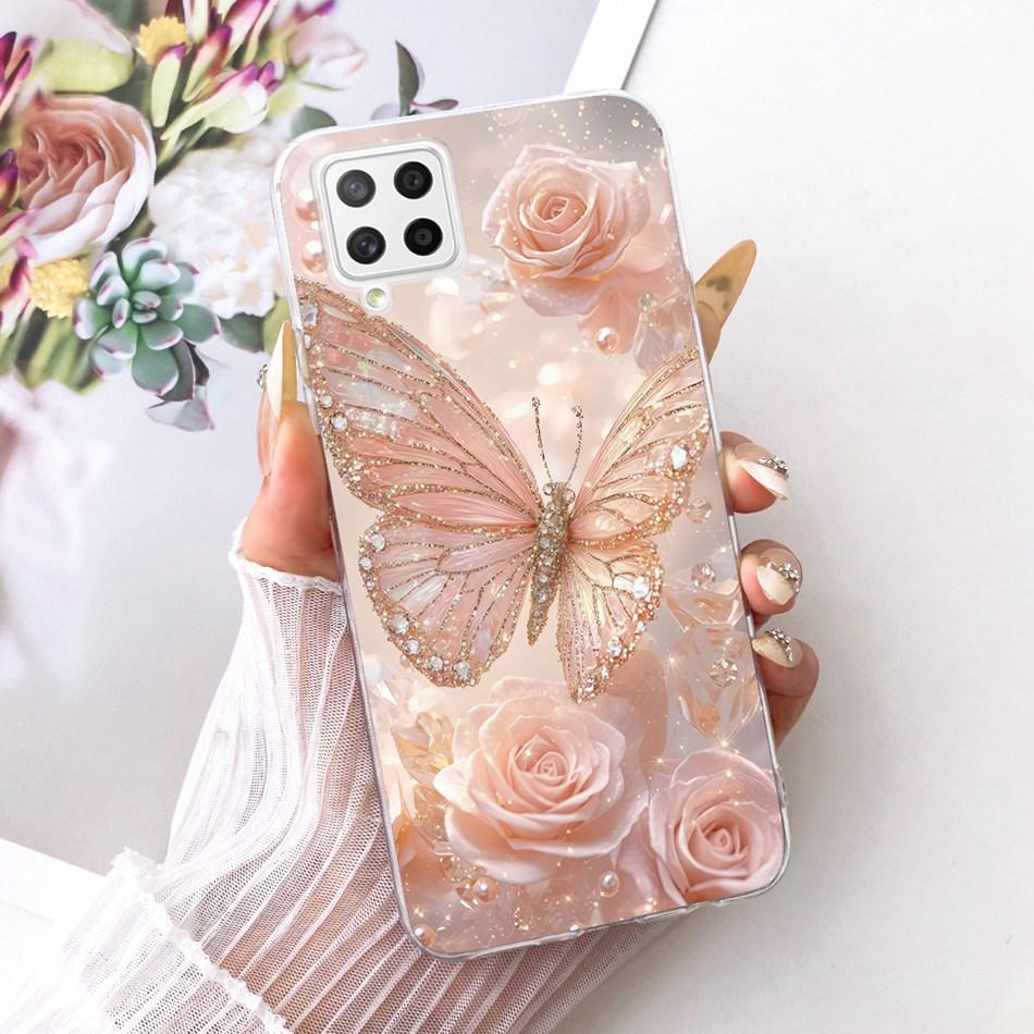 For Samsung Galaxy A22 4G A225F 5G A226B Cute Flower Butterfly Cat Painted Case For Samsung A22 Soft Silicone TPU Phone Cases