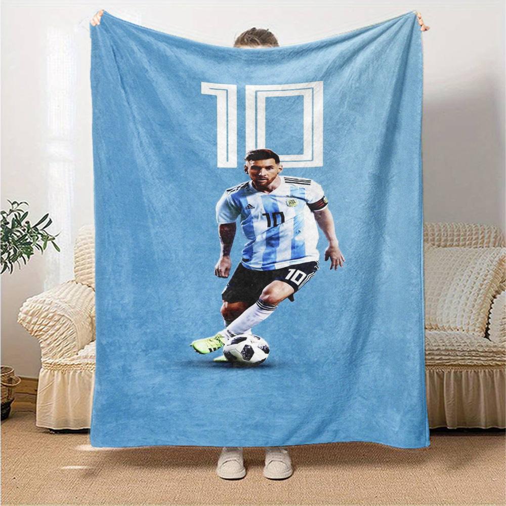 Football Messi Blanket Comfortable Great for Sofa Office Chair Livingroom All-Season Use Modern Style Birthday Christmas Gift Blanket