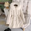 Small Man with Fleece and Thicker Pie To Overcome the Popularity of Women's New Models, Waist and Thin In Winter, Medium and Long Cotton Jacket
