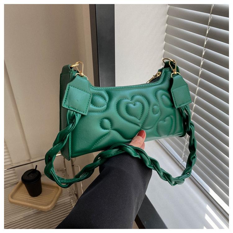 

Mother and Child 2024 New Trend Sense Bag Foreign Style Women s Bag Solid Color Fashion Underarm Folds Portable Trendy Girl Small Square Bag темно-зелений колір