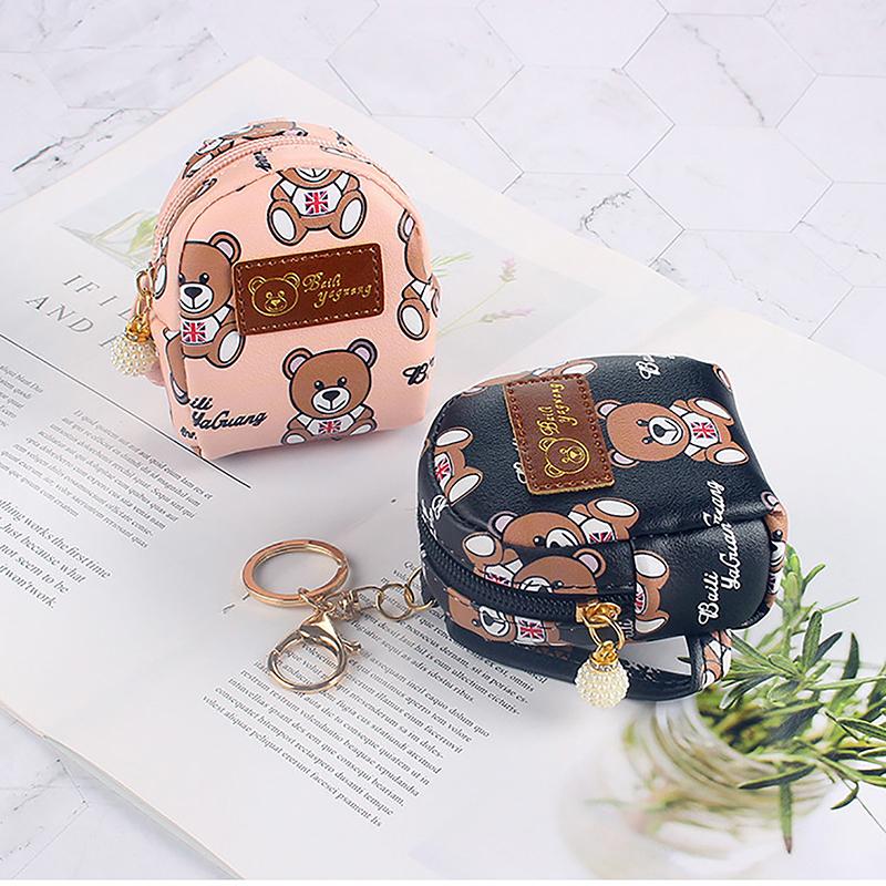 Cute Cartoon Bear Coin Purse For Girls Kawaii Mini Wallet Credit Card Holder