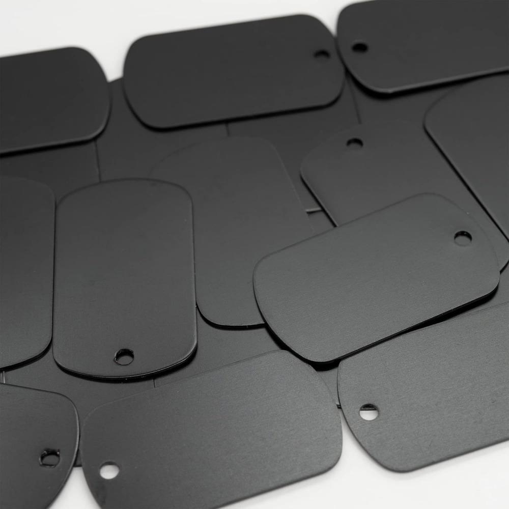 25pcs Stamping Blank Dog Tags - Black Anodized Aluminum Engraving Blanks, Metal Tags for Personalized Engraving