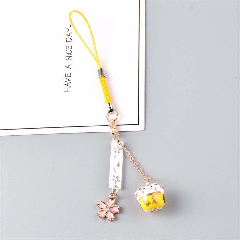 Hanging Rope Phone Pendant Mobile Decoration Sakura Cat Bell Camera Lanyard Smart Phone Strap Maneki Neko Mobile Phone Rope