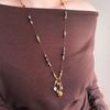 Tiger Eye Teardrop Beaded Necklace - Ethnic Style Retro Sweater Chain, Light Luxury High-End Accessory