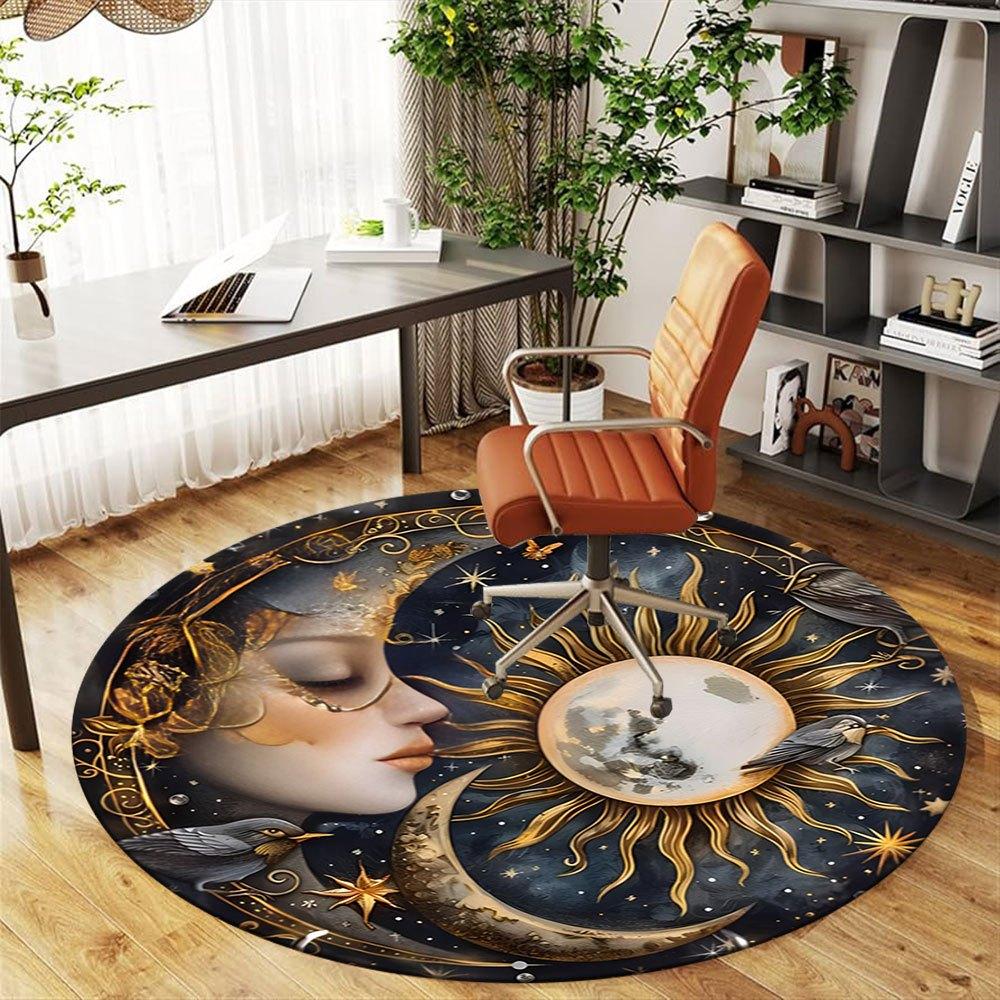 Starry Night Dream: Celestial Art PrintRound Non-Slip Chair Mat Chair Carpet for Office Rugs for Office Decor Gift For Valentine's Day Mother's Day Ha