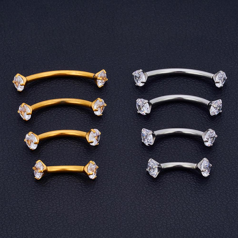 5Pcs G23 Titanium 16G CZ Tragus Eyebrow Piercing Body Jewelry Labret Lip Ring Stud Earrings Septum Nose Rings Internal Thread