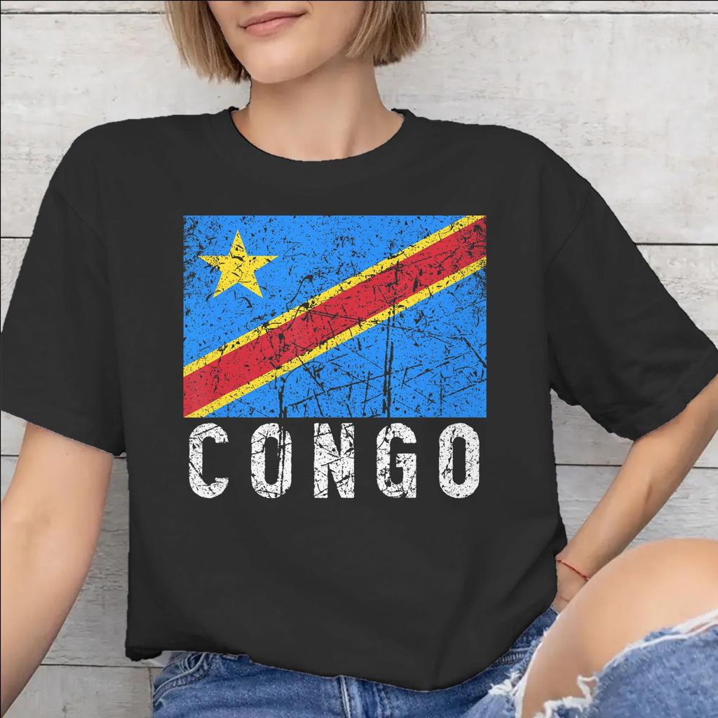 Summer Republic Of Congo Congolese Flag T Shirt for Unisex Unisex 100 Cotton Tshirts Short Sleeve Tops