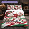Hungary Football Pattern 3 Pieces Bedding Set Soft Microfiber Duvet Cover with Pillow Cases for Bedroom