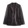 Zbzr Autumn New Women Clothes Western Style Fashion Straight Leather Effect Blazers 1255760 717