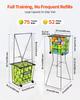 Tennis Ball Hopper, Holds 75 Tennis Balls, Pickleball Basket Cart with Wheels for Easy Pick Up, Portable Pickleball Caddy with Heavy-Duty