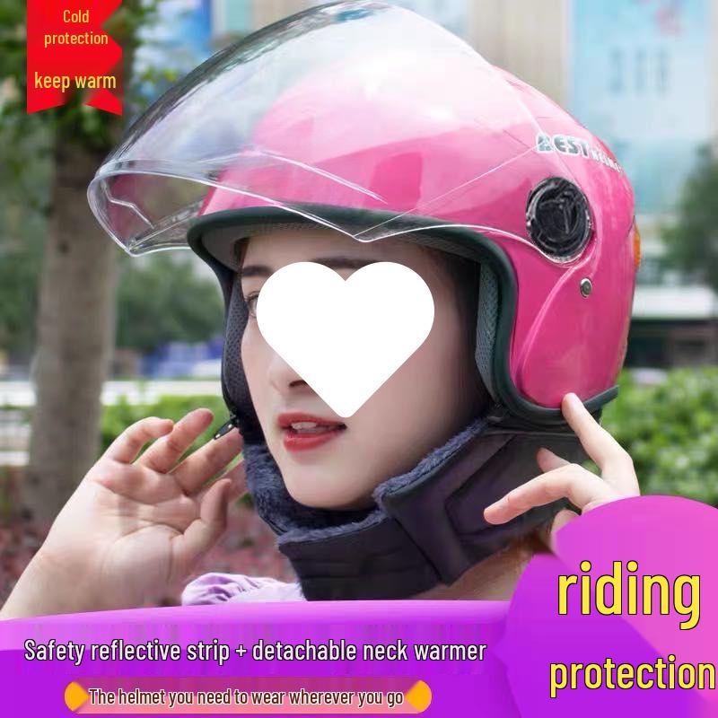 Capacete Elétrico para Veículos de Inverno - Unissex, à Prova de Frio, Quente, Bonito, Design de Segurança com Protetor de Pescoço de Algodão