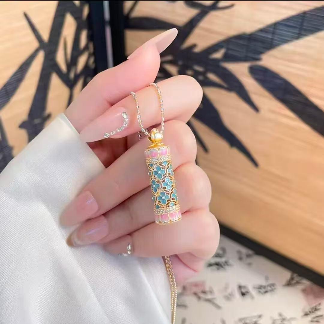 Серебряный золотой эмалированный кулон-цветок лотоса на цепочке Этнический стиль 7g Kaleidoscope Lotus Pendant Necklace