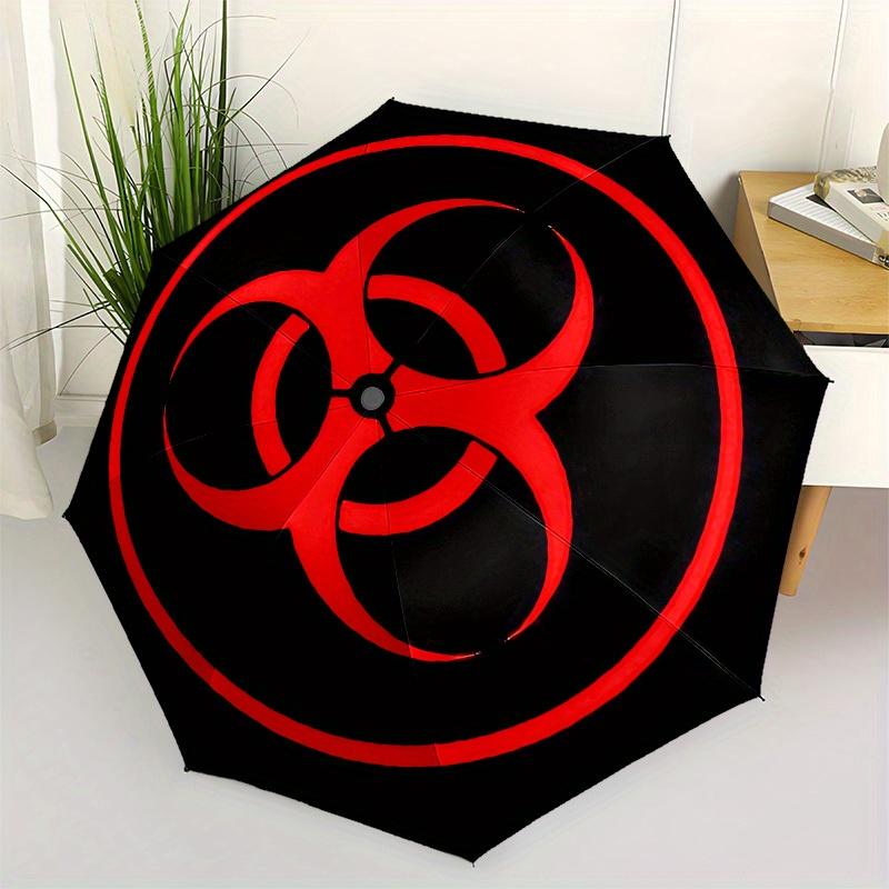 1pc Biohazard Symbol Warning Sign Umbrella with Plastic Handle,Suitable for All Seasons Home Travel Outdoor UmbrellaM1003