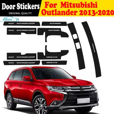 For Mitsubishi Outlander 2013 2016 2018 Car Door Sill Leather Stickers Protection Plate Carbon Fiber Threshold Strip