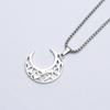 Heart & Moon Patchwork Pendant Titanium Steel Necklace for Couples