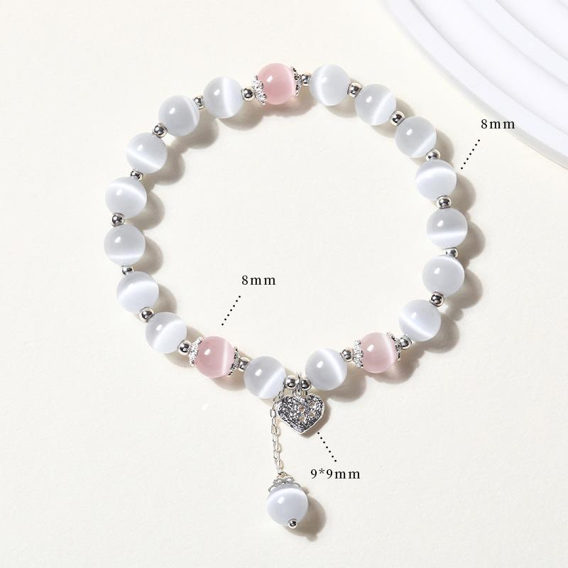 Aquamarine & White Crystal Beaded Bracelet: Fairy Summer Style for Girls, Sweet & Simple Fashion Hand Jewelry with a High-End Feel